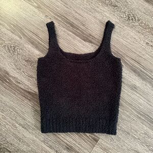 SKIMS Black Fuzzy Tank Top